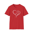Cat Heart T-Shirt — Minimal Silhouette Cat Lover Tee