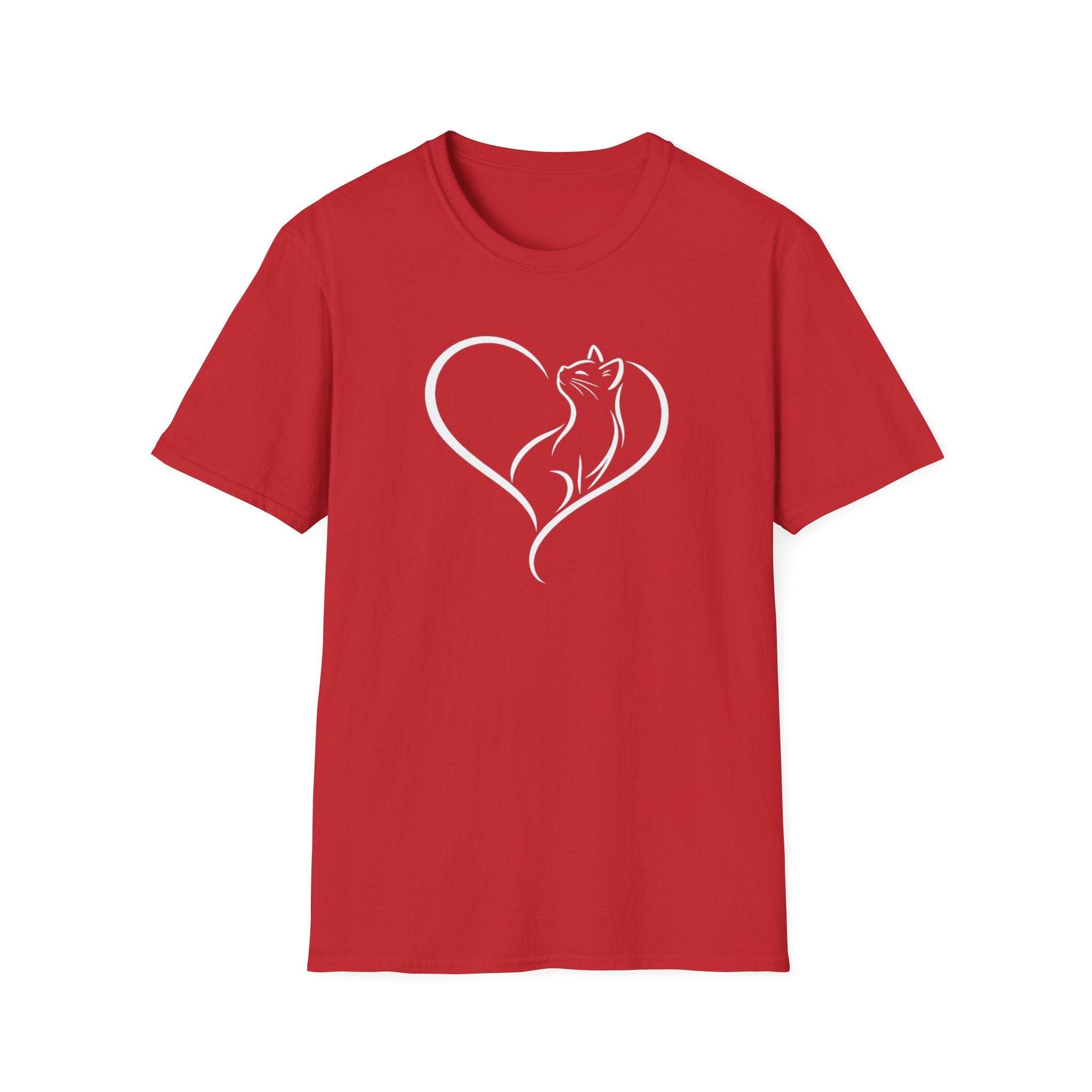 Cat Heart T-Shirt — Minimal Silhouette Cat Lover Tee