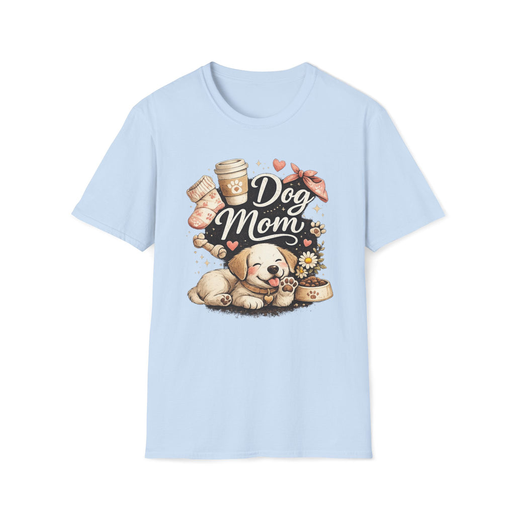 Dog Mom T-Shirt — Cute Puppy, Coffee & Floral Design