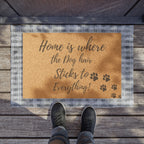 Doormat - "Home Is Where the Dog Hair Sticks to Everything" Paw Print Welcome Mat