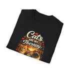 Cats Are My Therapy T-Shirt — Vintage Cozy Cat Lover Tee