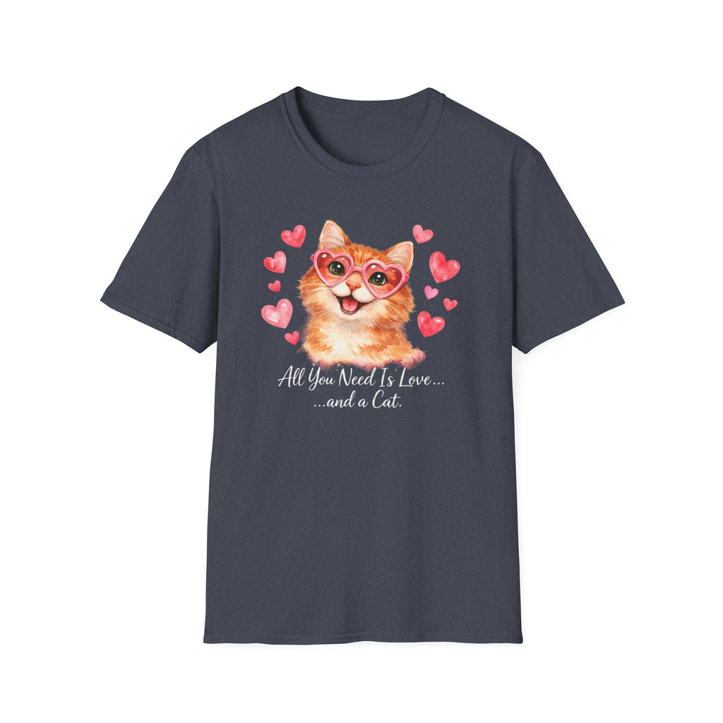 All You Need Is Love... and a Cat T-Shirt — Cute Heart Sunglasses Kitty Tee