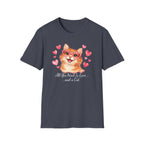 All You Need Is Love... and a Cat T-Shirt — Cute Heart Sunglasses Kitty Tee