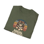 Social Battery Low Cat Retro Graphic T-Shirt