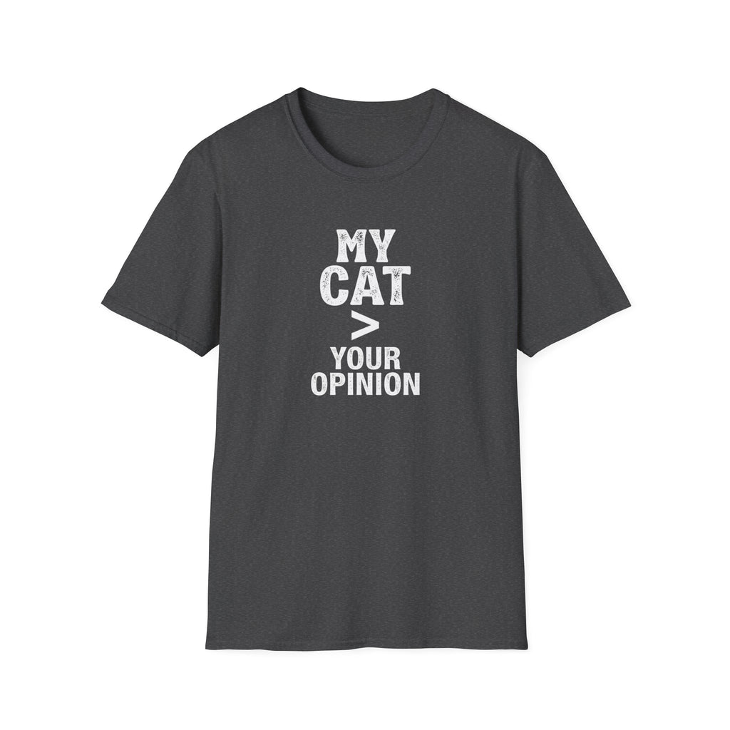 Cat Lover T‑Shirt — "My Cat > Your Opinion" Funny Pet Apparel