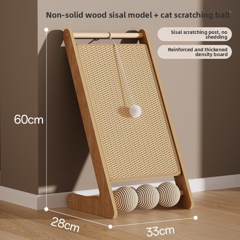 Vertical Solid Wood Cat Scratching Board with Sisal Pad
