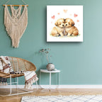 Puppy Love Matte Poster — Watercolor Puppies with Hearts