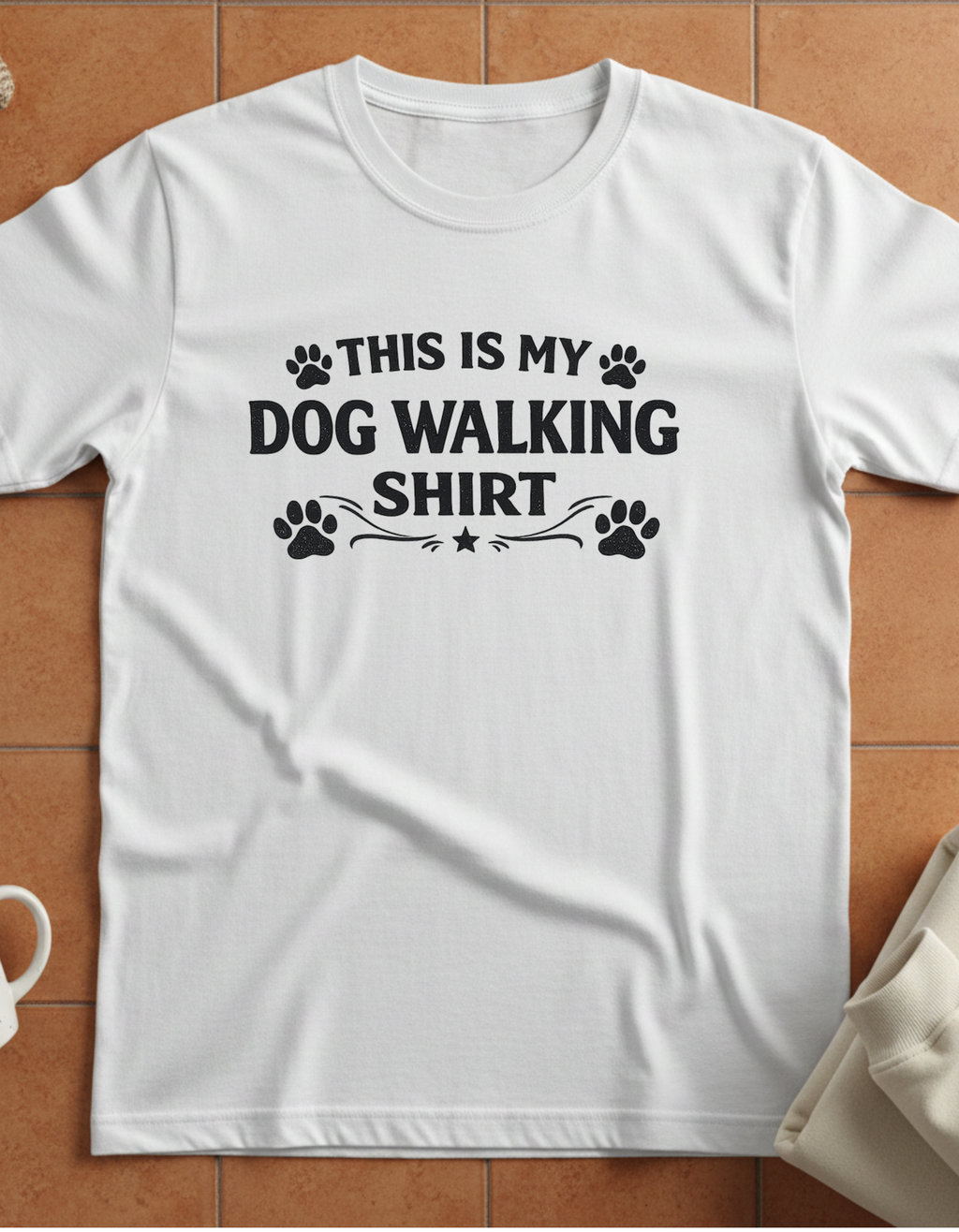 Dog Walking T-Shirt — "This Is My Dog Walking Shirt" Paw Print Tee