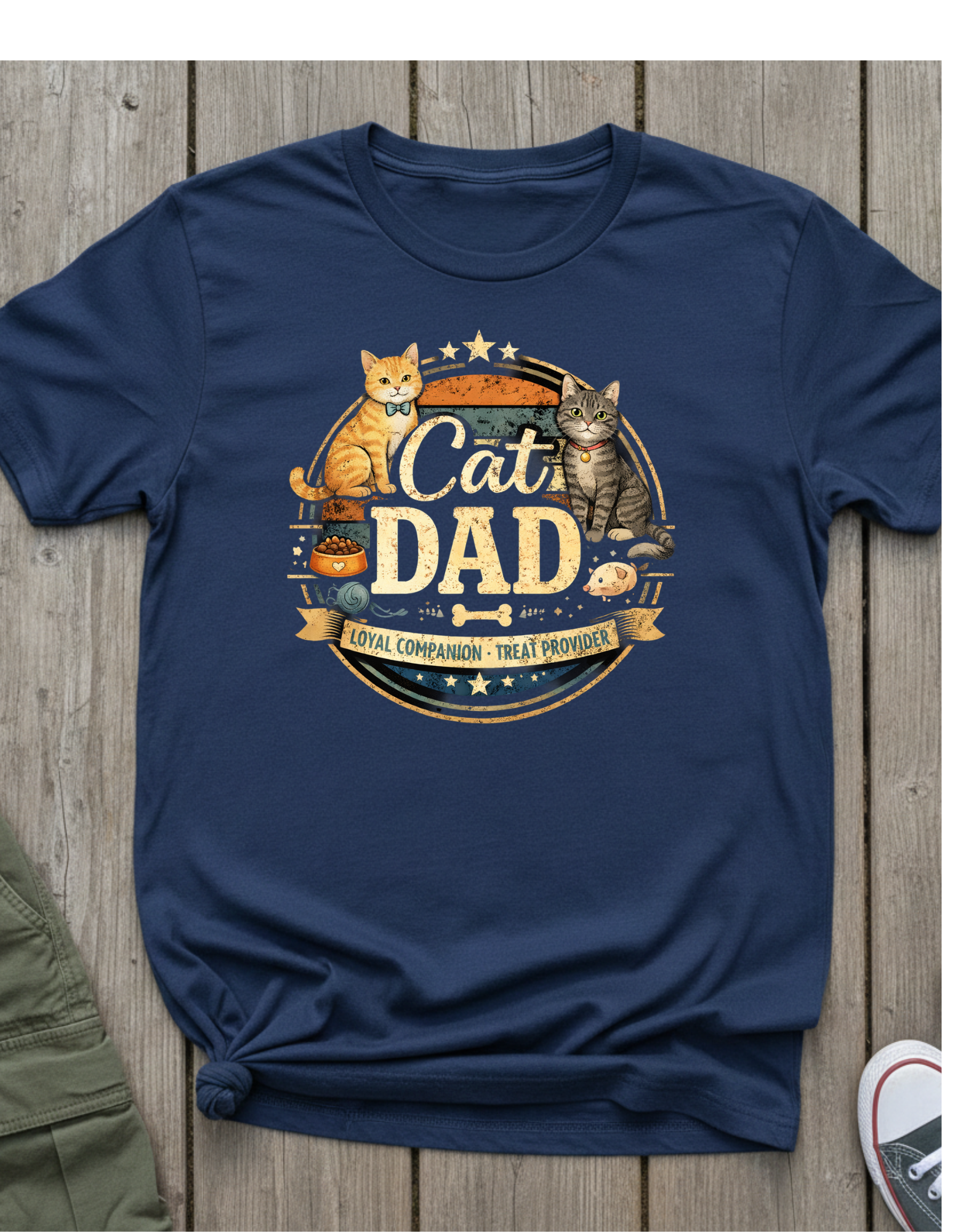 Cat Dad T-Shirt – Vintage Pet Lover Tee with Cats & ‘Cat Dad’ Graphic