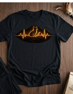 Cat Heartbeat Tee — Neon Cat Pulse Graphic T-Shirt