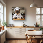 Chef Cat Poster — Cute Siamese Cat in Chef Outfit Matte Vertical Wall Art