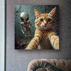 Alien Photobomb Cat Poster — Matte Vertical Wall Art