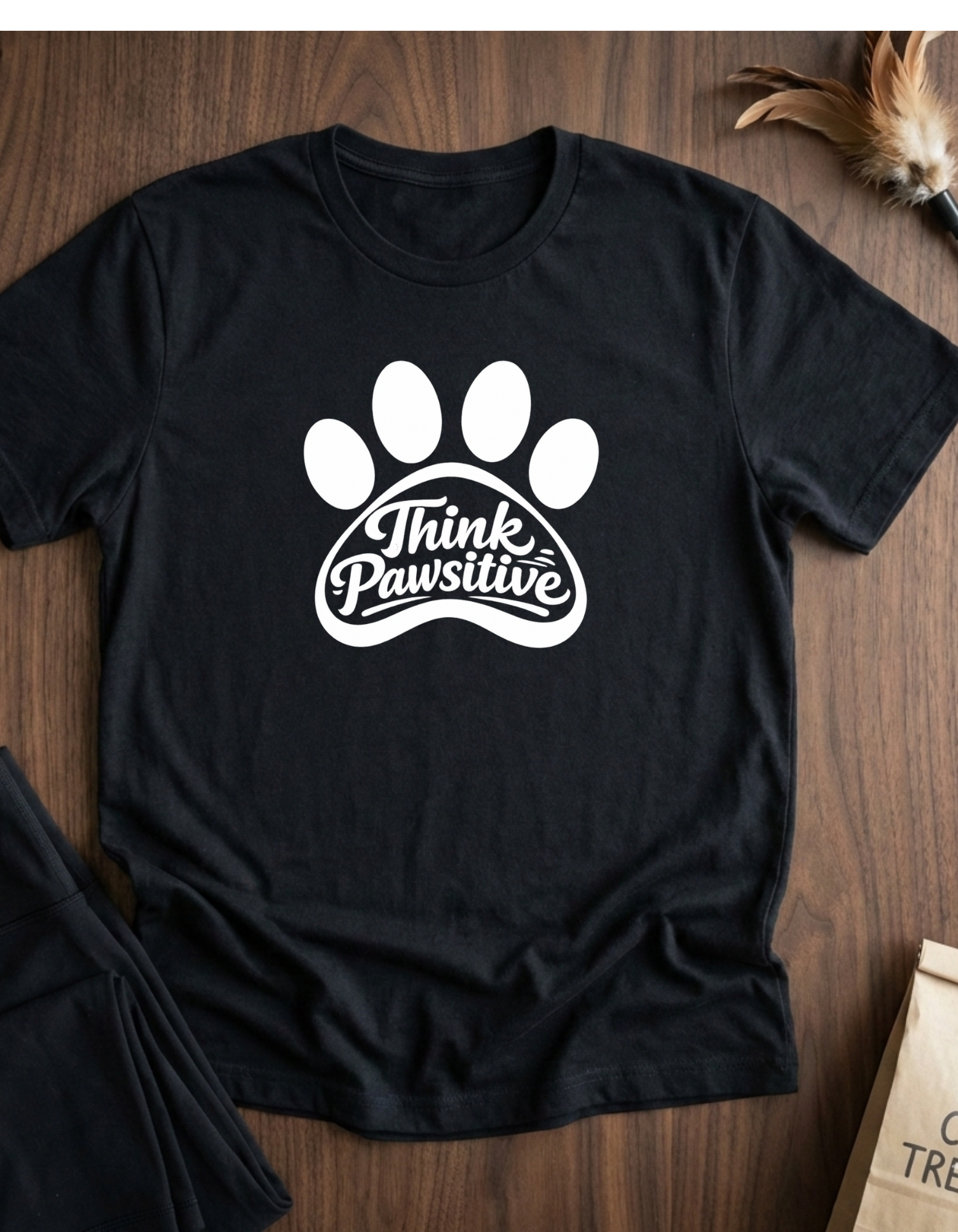 Think Pawsitive Paw Print T-Shirt — Positive Pet Lover Tee