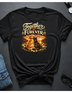 T-Shirt — "Together Furever" Dog and cat Sunset Graphic Tee
