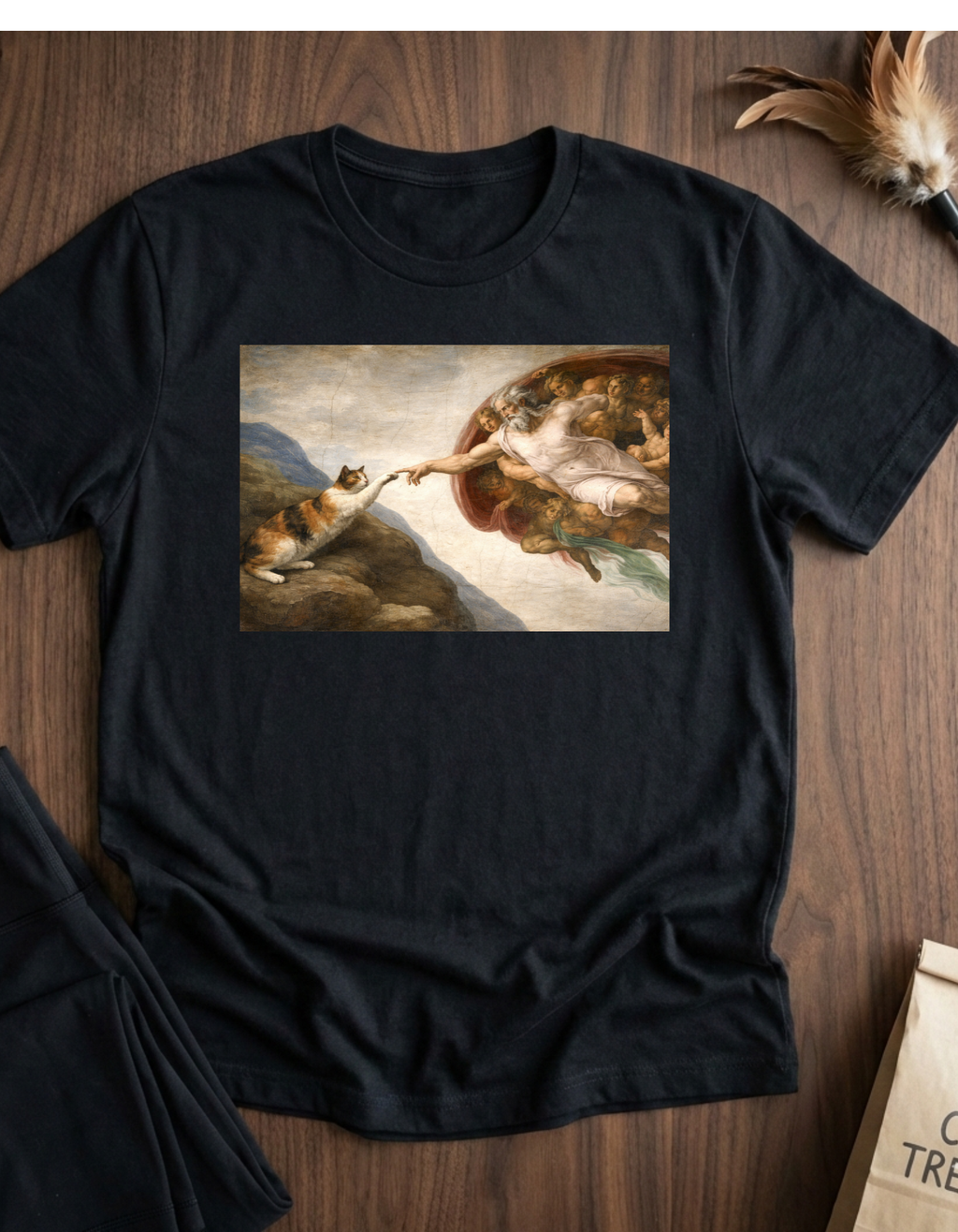 Renaissance 'Creation of Cat' Art Print T-Shirt