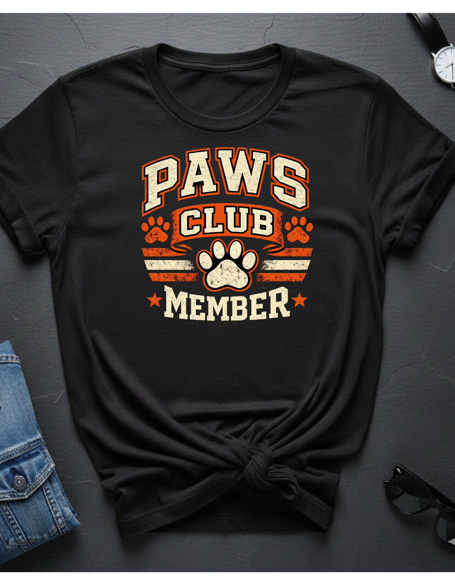 Paws Club Member T-Shirt — Vintage Paw Print Tee for Dog Lovers