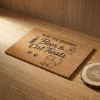 Doormat — "Hope You Brought Beer & Cat Treats" Funny Cat Lover Welcome Mat