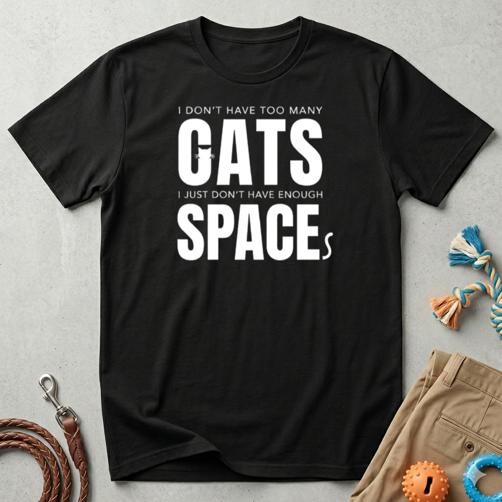 Cats Space T-Shirt — "I don't have too many cats, I just don't have enough space" Cat Lover Tee