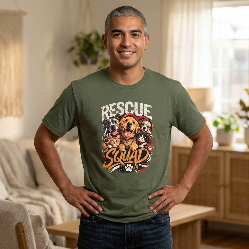 Rescue Squad T-Shirt - Cute Rescue Dogs Graphic Tee for Animal Lovers
