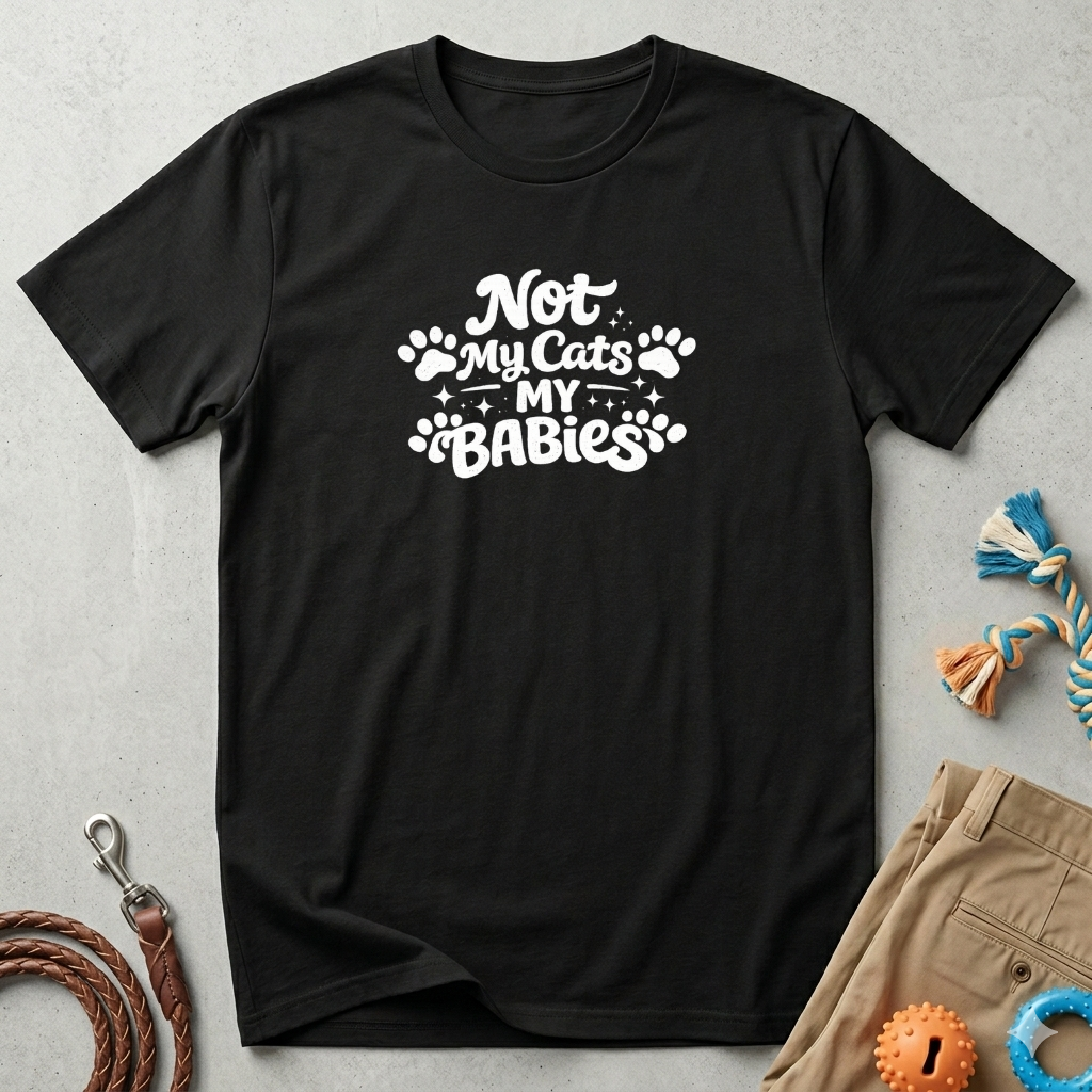 Not My Cats My Babies T-Shirt — Cute Cat Mom Paw Print Tee