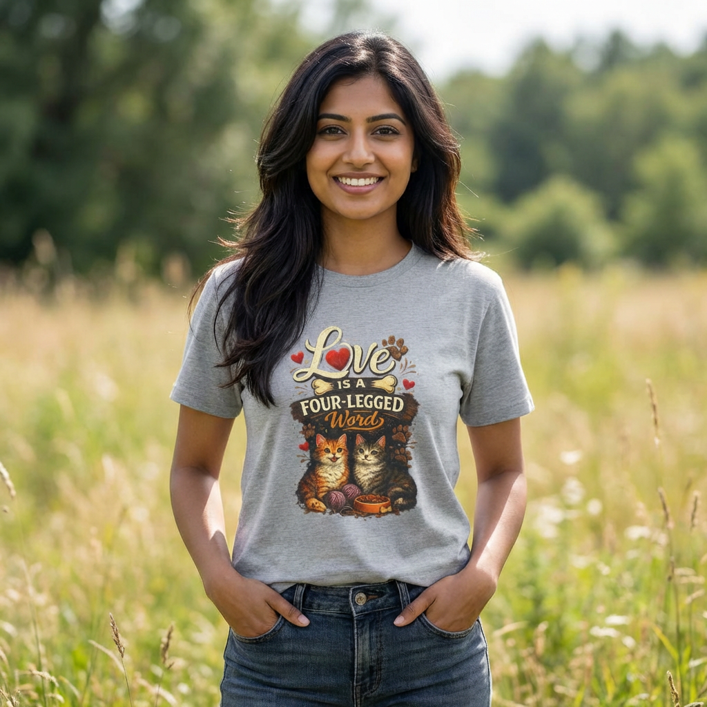 Cat Lover T-Shirt — "Love Is a Four-Legged Word" Graphic Tee