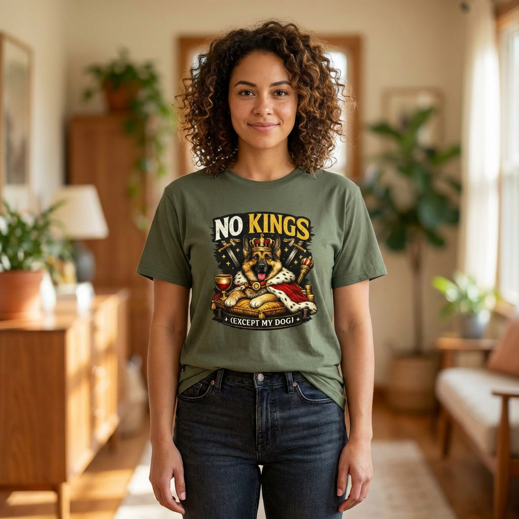 T-Shirt — "No Kings (Except My Dog)" German Shepherd Royalty Tee