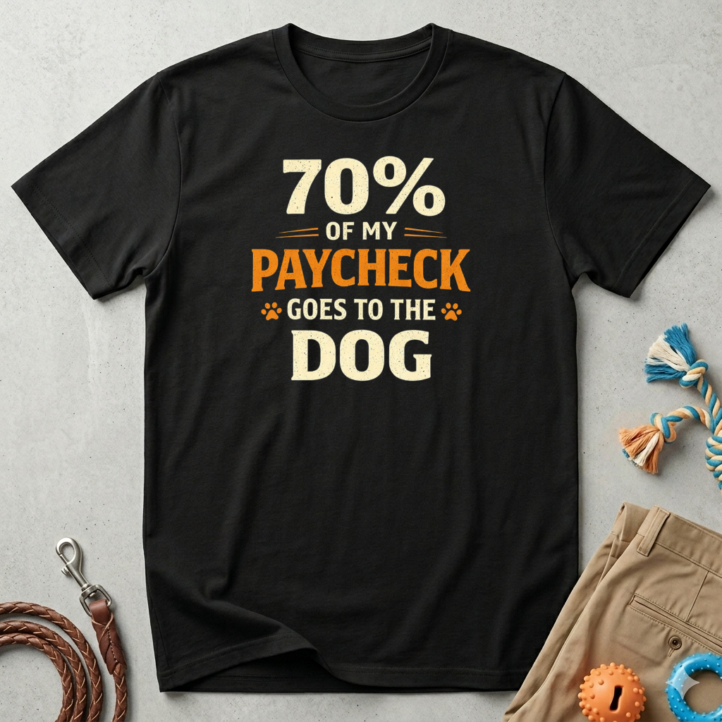 Dog Lover T-Shirt — "70% of My Paycheck Goes to the Dog" Funny Pet Owner Tee
