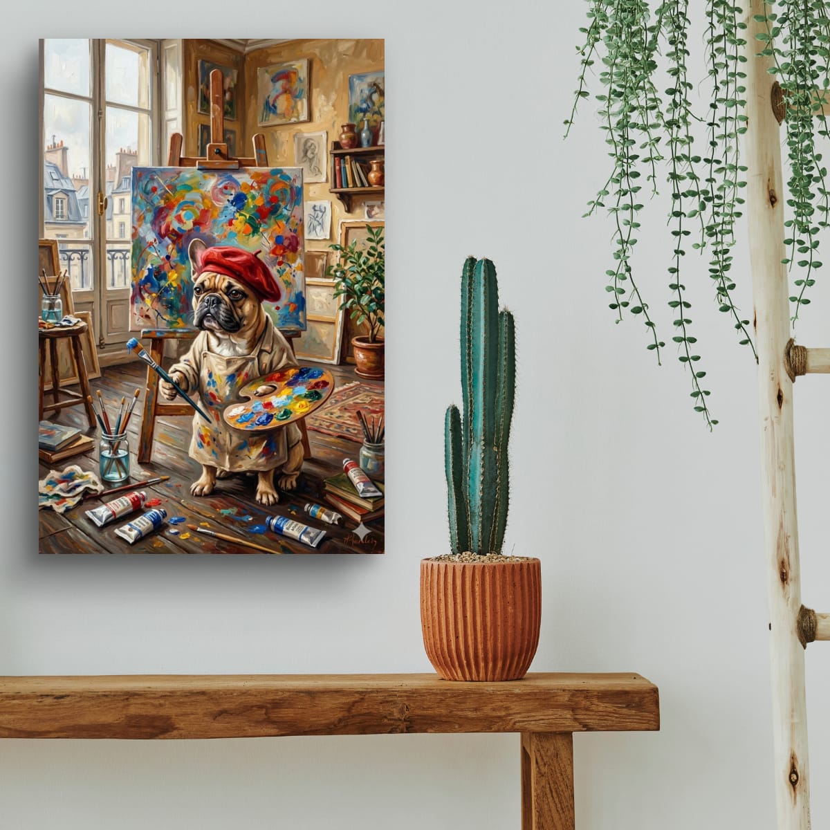 Artist French Bulldog Poster — Cute Painter Dog Art Print