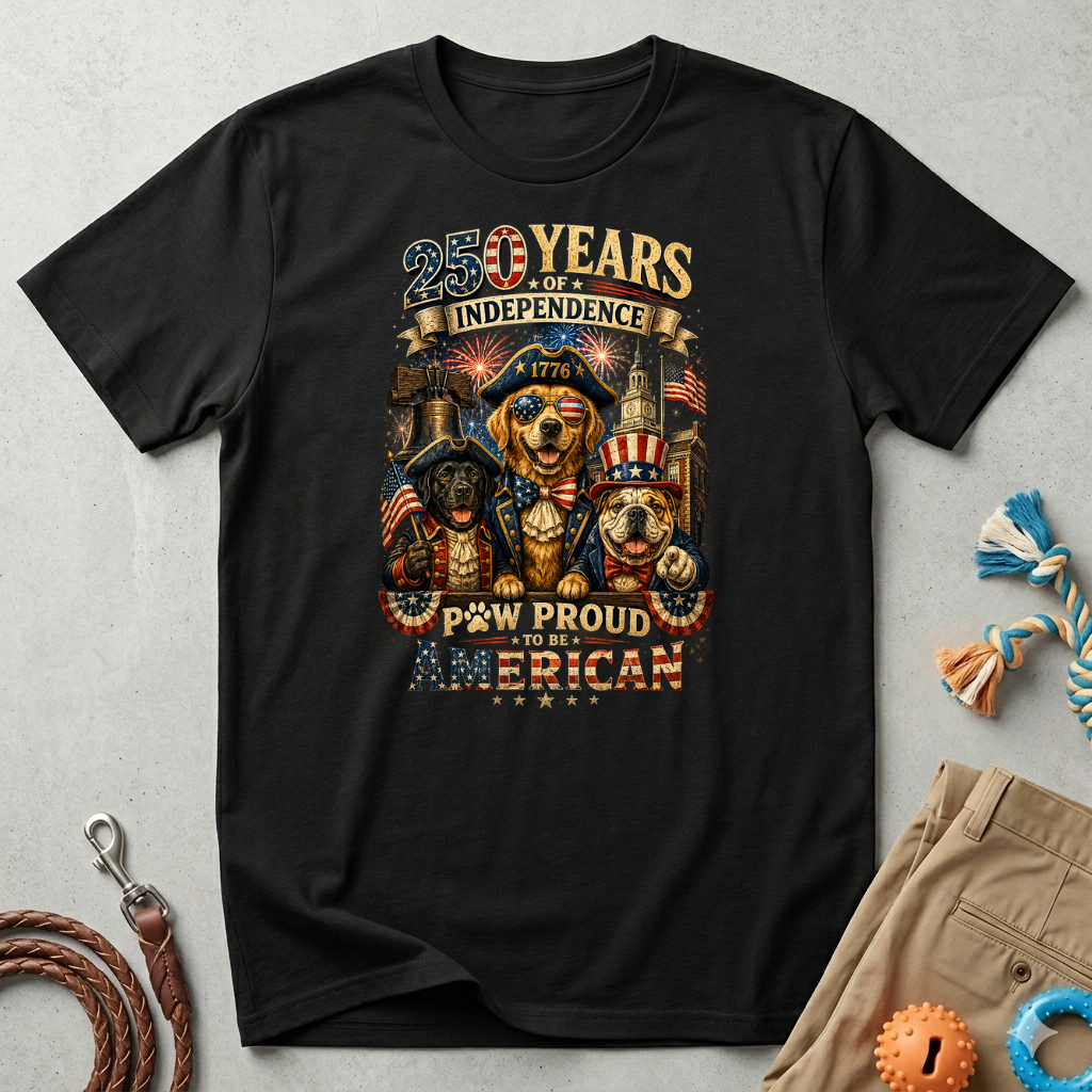 25 Years of Independence Dog T-Shirt — Paw Proud American 1776 Patriotic Tee
