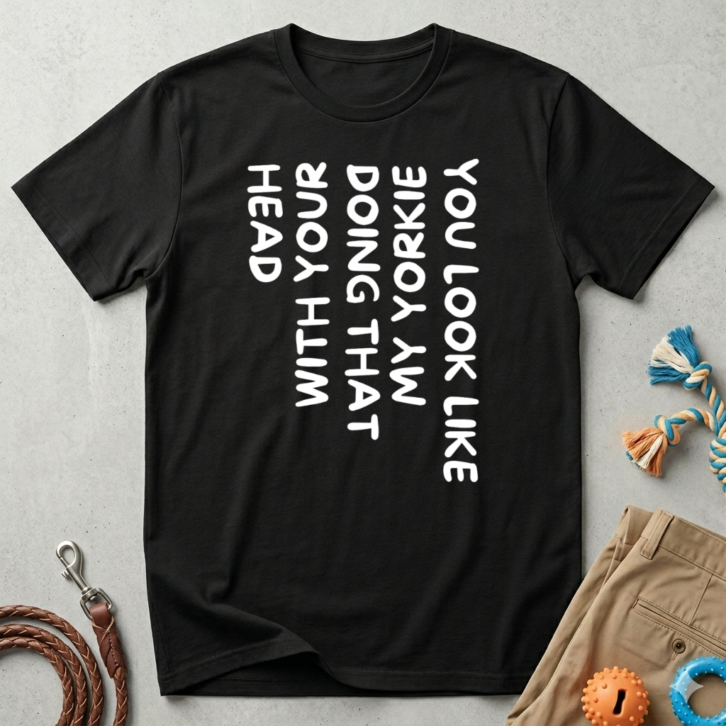 T-Shirt — "You Look Like My Yorkie" Vertical Text Graphic Tee