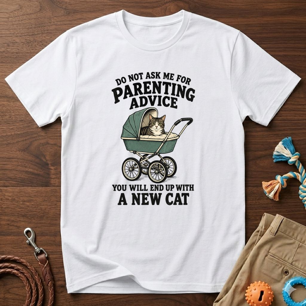T-Shirt — Do Not Ask Me For Parenting Advice (You Will End Up With A New Cat) Humorous Cat Mom Tee