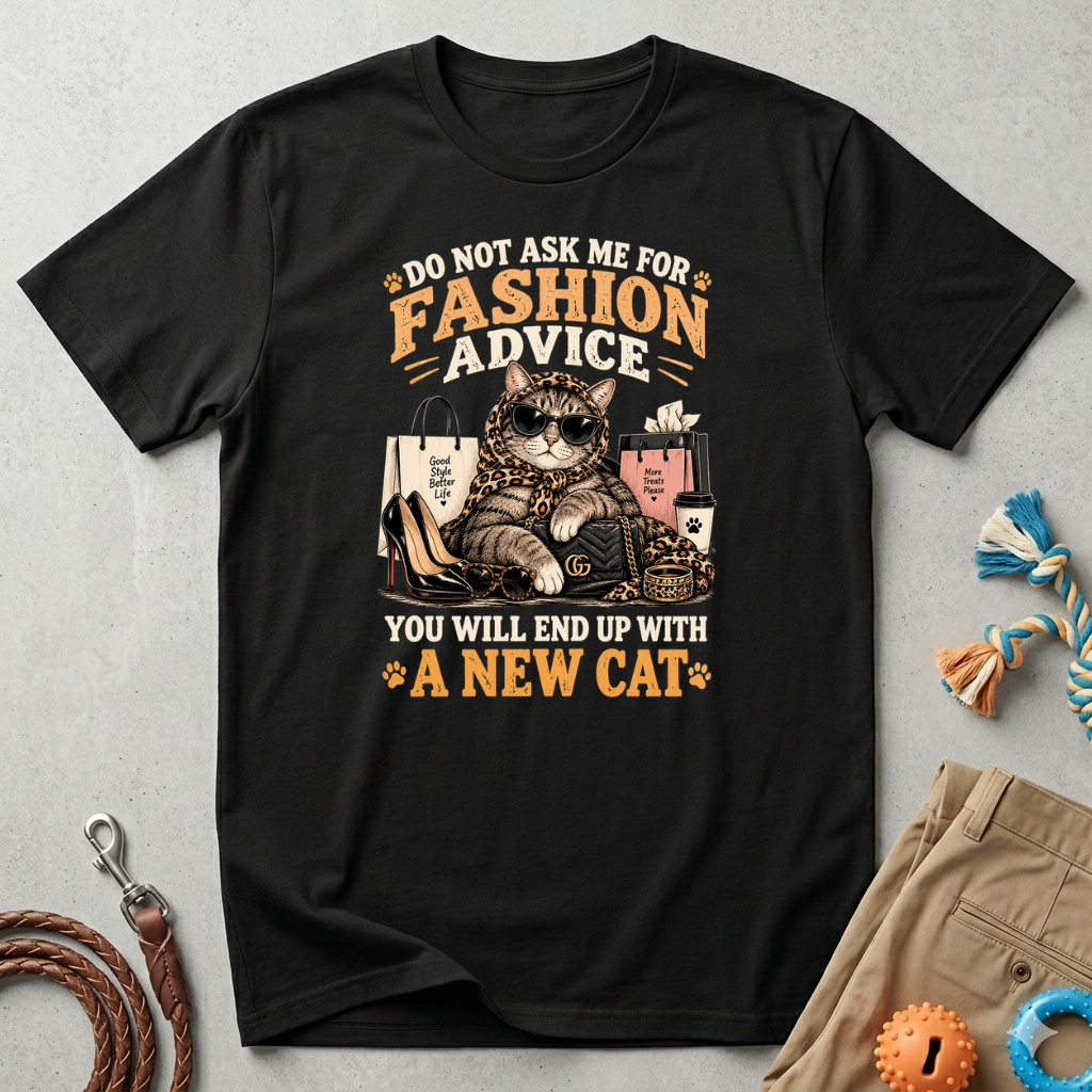 Cat Fashion Tee - "Do Not Ask Me For Fashion Advice" Graphic T-Shirt