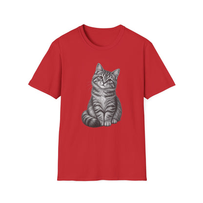 Cat Portrait T-Shirt — Realistic Gray Tabby Kitten Tee