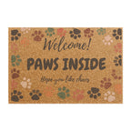 Doormat — "Welcome! Paws Inside" Pet Paw Print Coir Door Mat