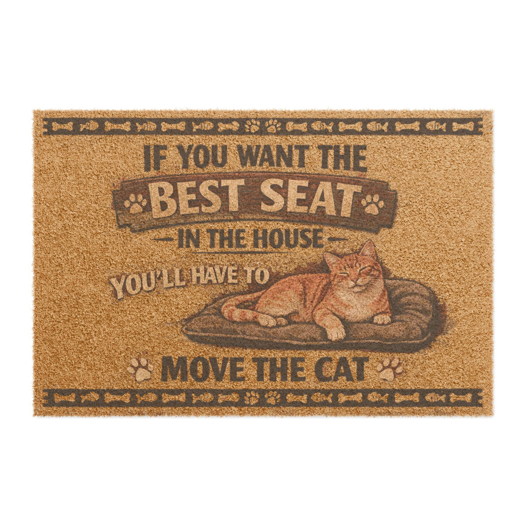 Doormat — "If You Want the Best Seat in the House You’ll Have to Move the Cat" Cat Lover Welcome Mat