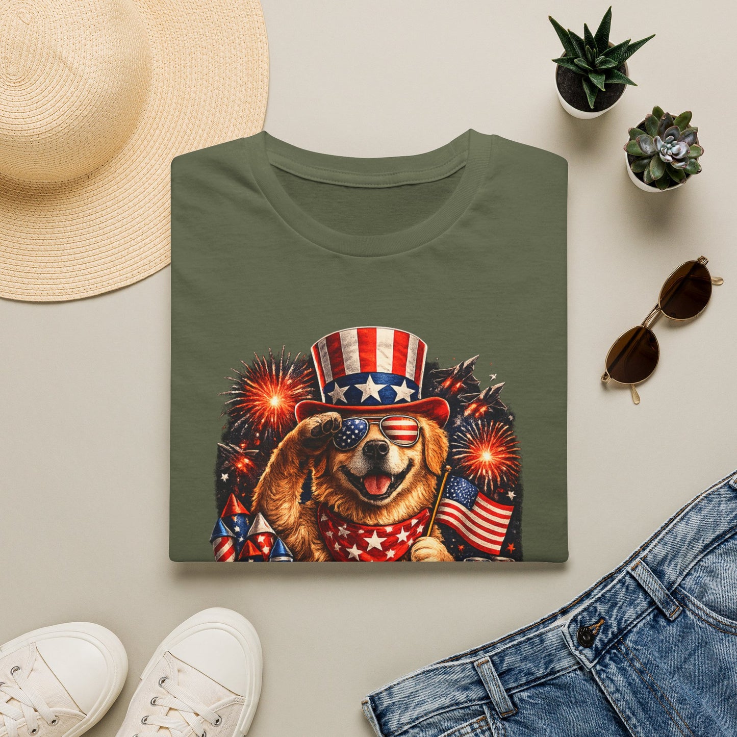 Patriotic Dog T-Shirt — "Paws & Stripes Forever" 4th of July Tee