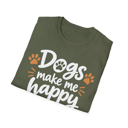 Dogs Make Me Happy T-Shirt — Cute Paw Print Dog Lover Tee
