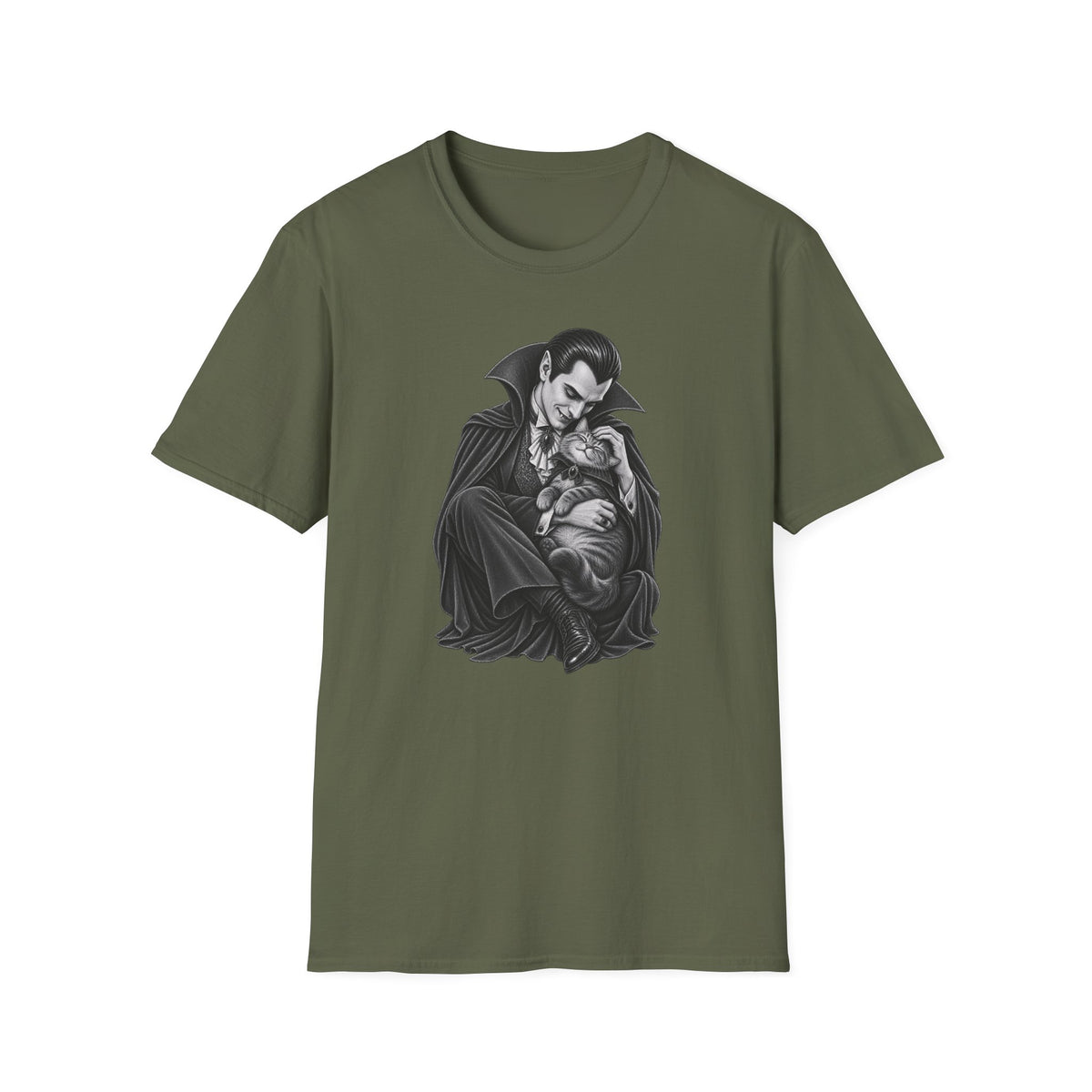 Vampire & Kitty Tee  Cute Gothic Dracula Cat Graphic T-Shirt