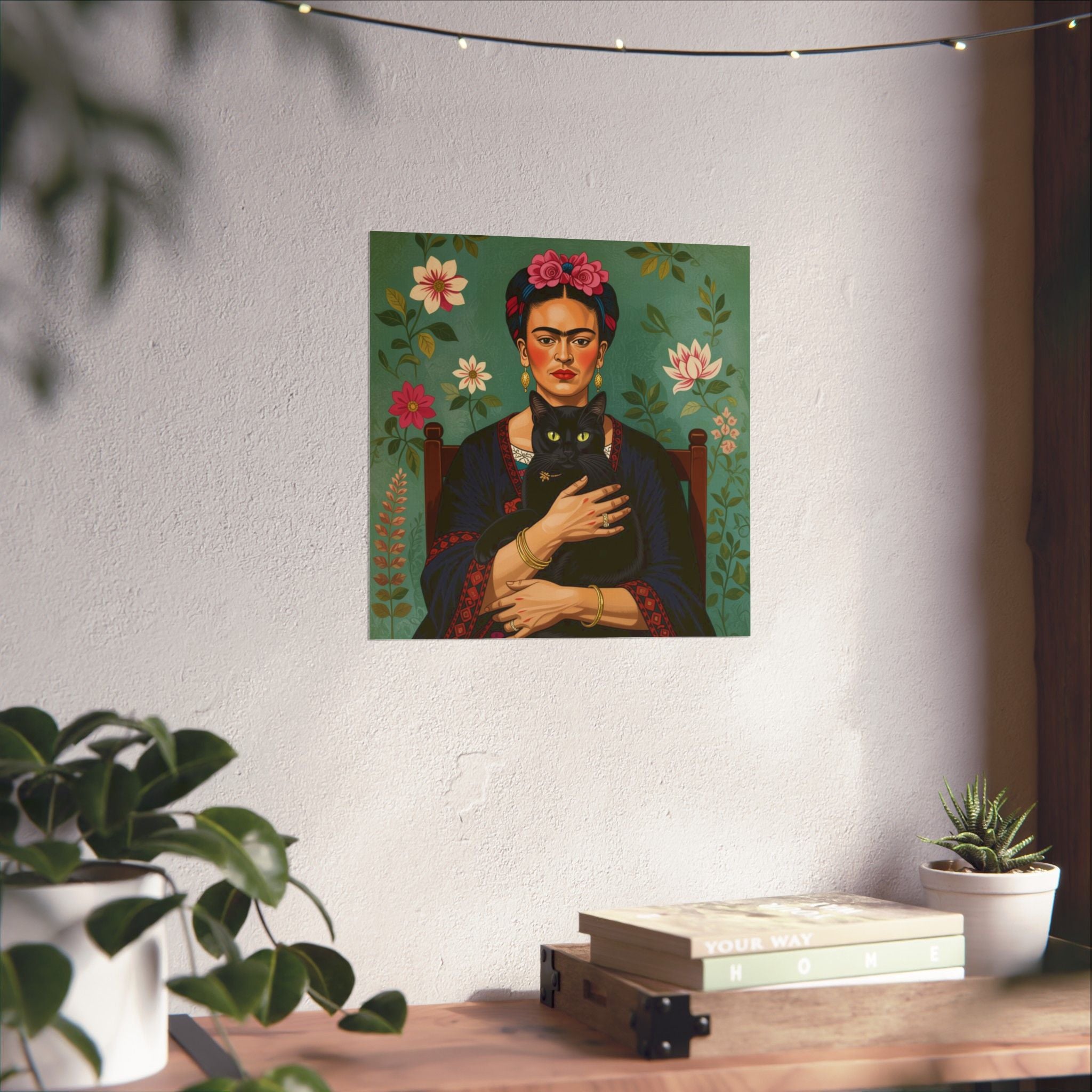 Frida Cat Portrait Poster — Matte Vertical Art Print