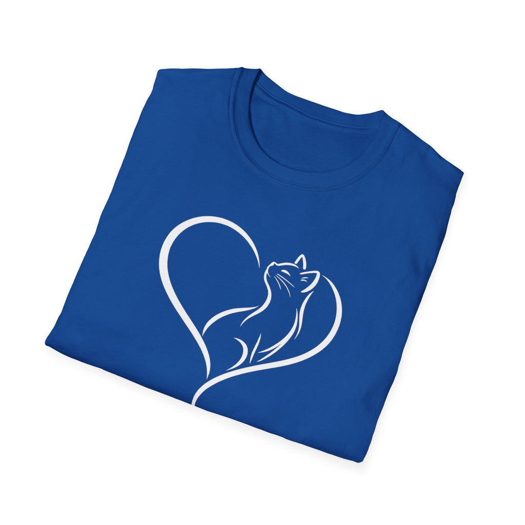 Cat Heart T-Shirt — Minimal Silhouette Cat Lover Tee