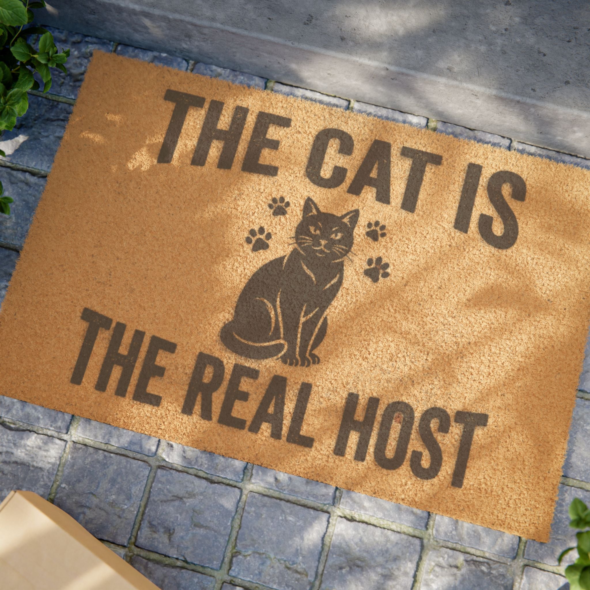Doormat — "The Cat Is The Real Host" Cat Lover Welcome Mat