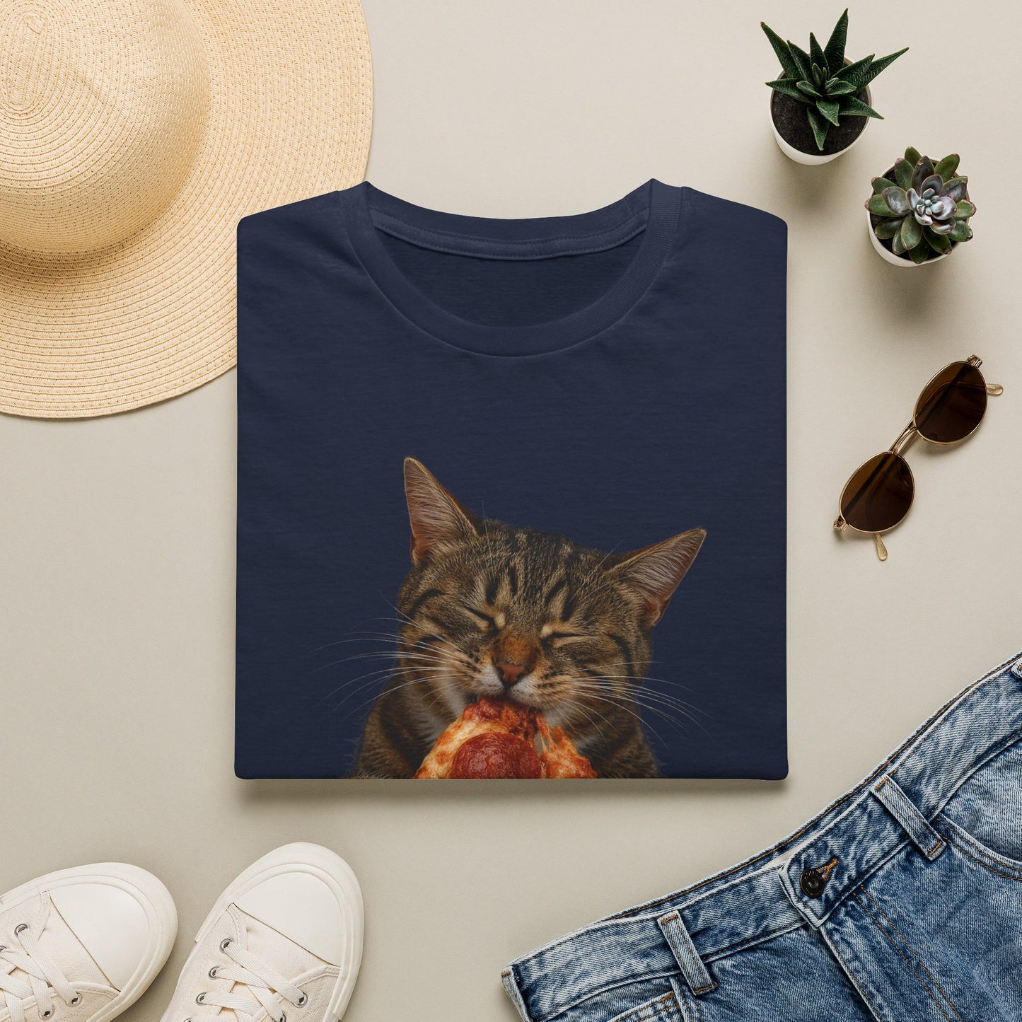 Cat Eating Pizza T-Shirt — Cute Pizza-Loving Cat Graphic Tee