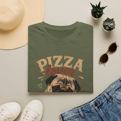 Pizza Lover Pug T-Shirt — Cute Dog & Pizza Graphic Tee for Pet and Food Fans