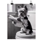 Funny Yorkie Reading Newspaper Poster — Matte Vertical Dog Wall Art