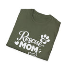 Rescue Mom T-Shirt — Dog Rescue Paw & Bone Tee for Pet Moms