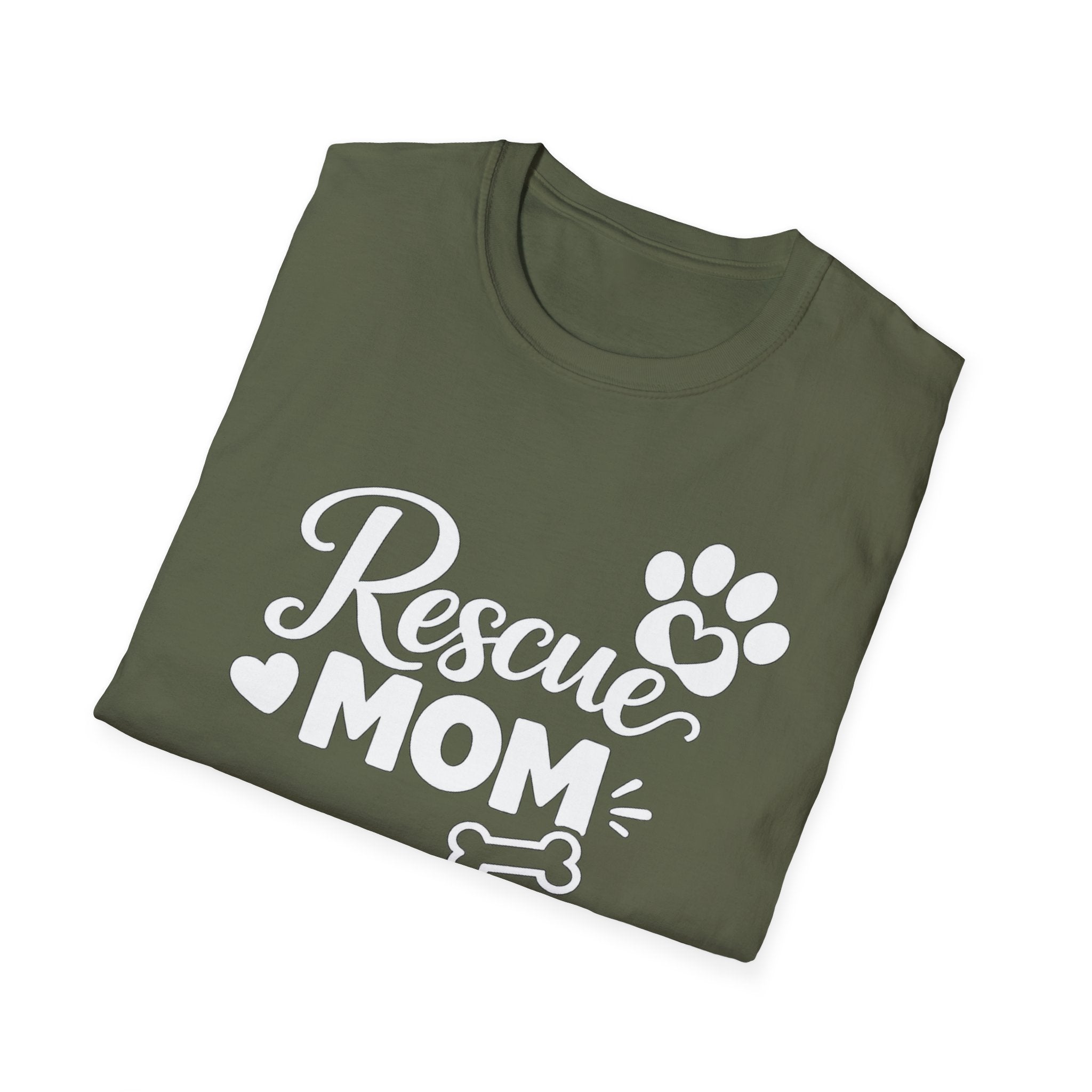 Rescue Mom T-Shirt — Dog Rescue Paw & Bone Tee for Pet Moms