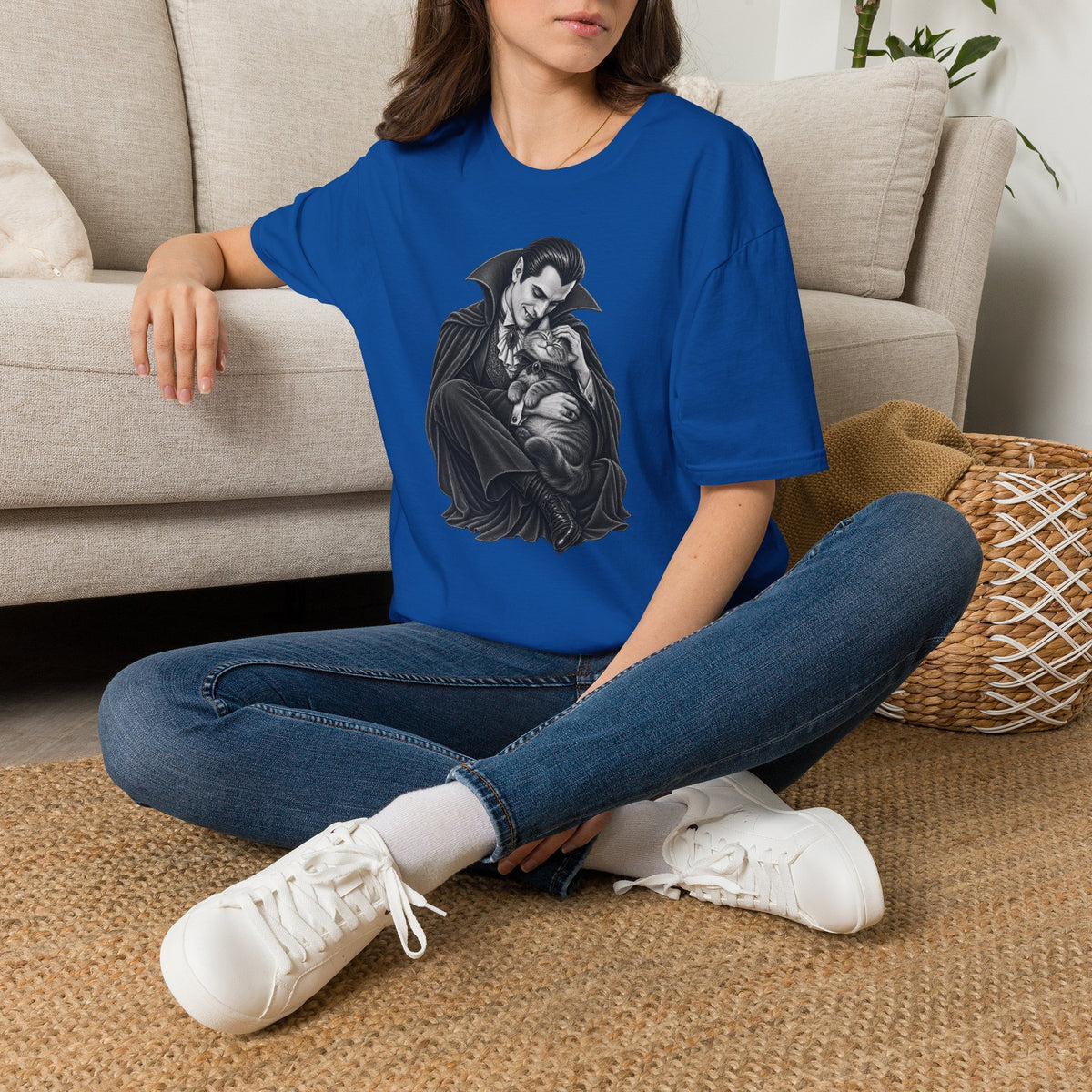 Vampire & Kitty Tee  Cute Gothic Dracula Cat Graphic T-Shirt