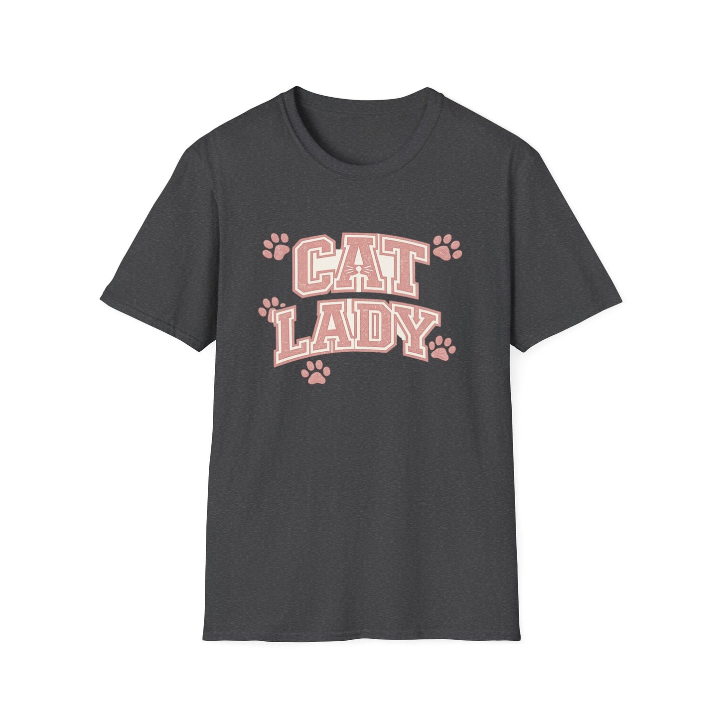 Cat Lady T-Shirt — Cute Pink Paw Print Graphic Tee for Cat Lovers