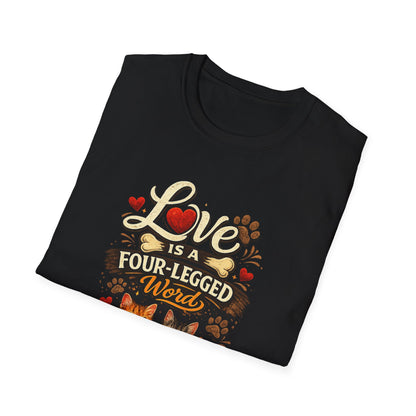 Cat Lover T-Shirt — "Love Is a Four-Legged Word" Graphic Tee