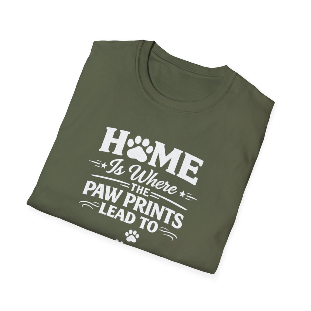 T‑Shirt — "Home Is Where the Paw Prints Lead To" Pet Lover Graphic Tee